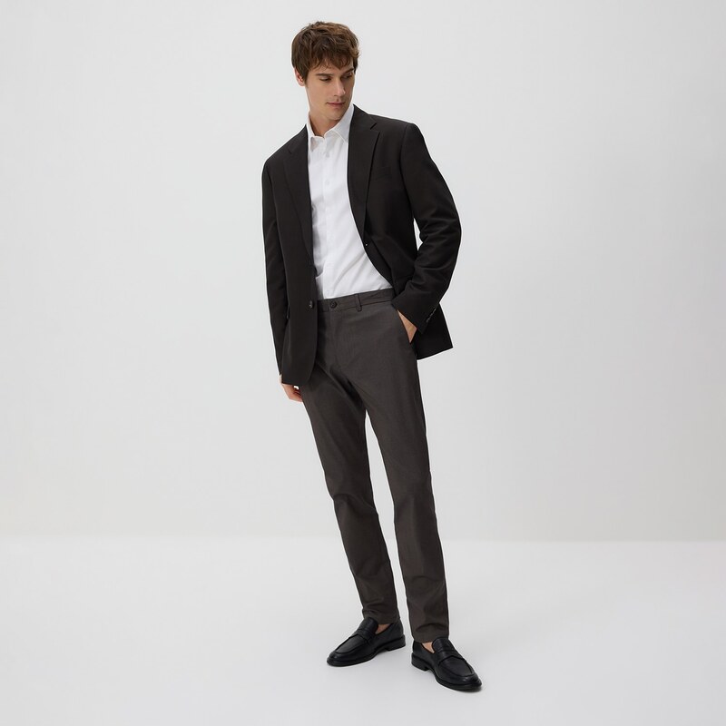 Reserved - Kalhoty chino slim fit - tmavě hnědá
