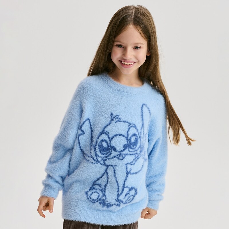 Reserved - Svetr Lilo & Stitch s viskózou - bleděmodrá