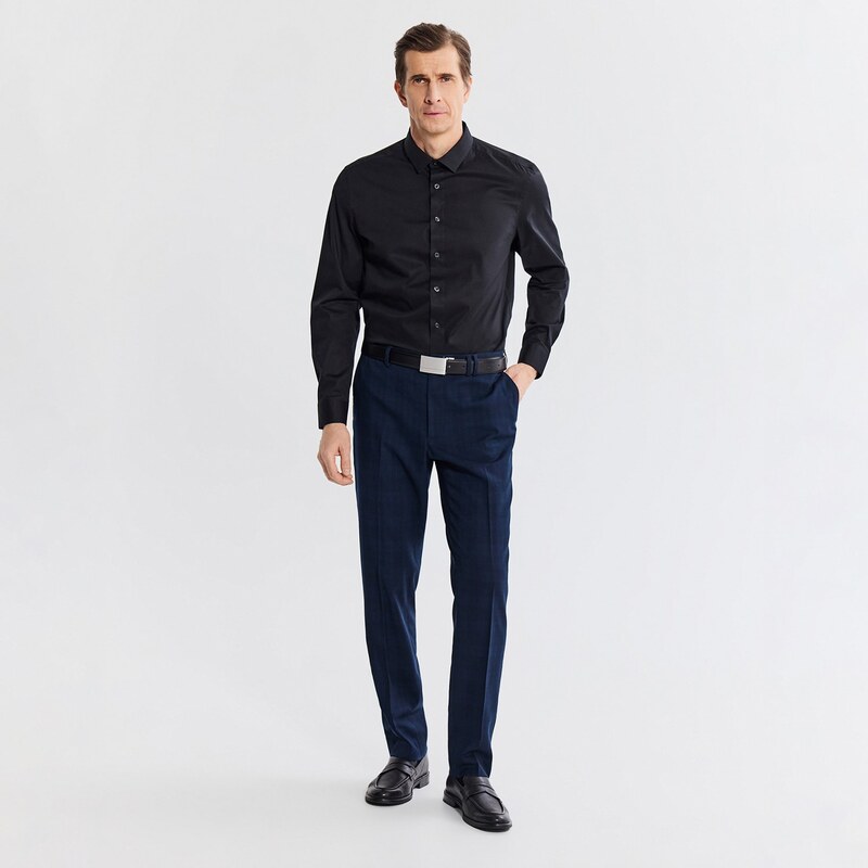 Reserved - Oblekové kalhoty slim fit - tmavomodrá