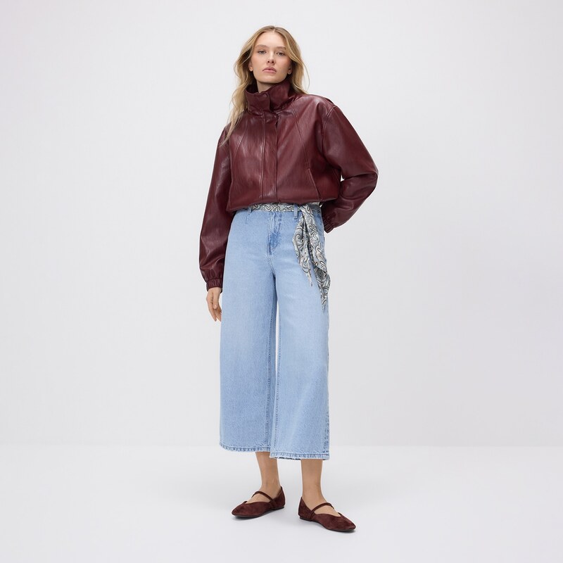 Reserved - Culotte džíny s šátkem - modrá