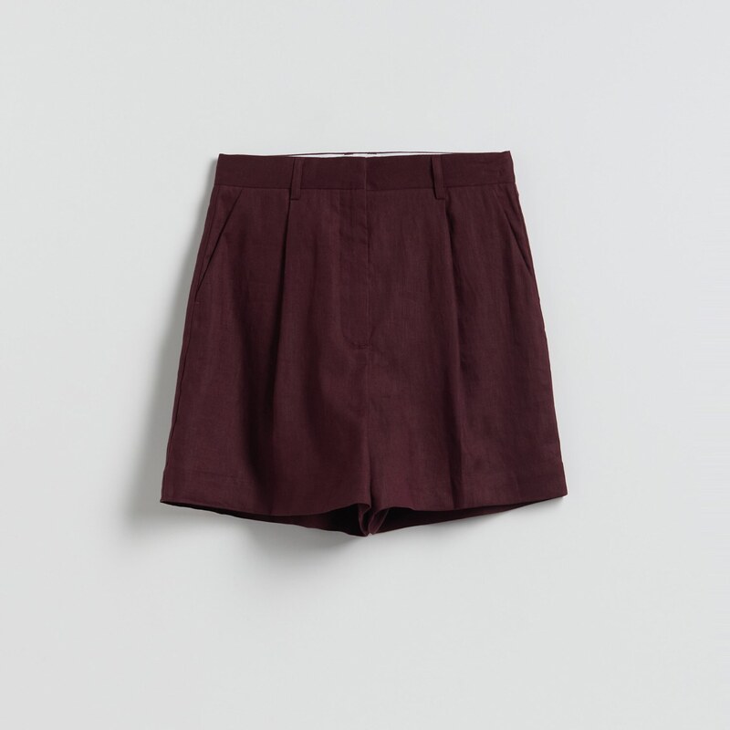 Reserved - Lněné šortky - mahagonová 114622830