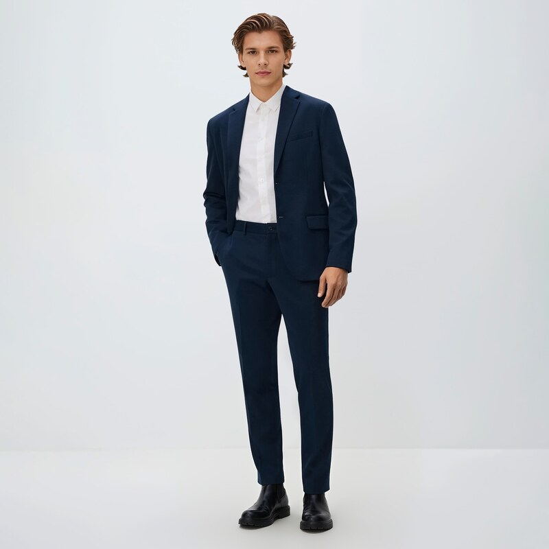 Reserved - Oblekové kalhoty slim fit - tmavomodrá