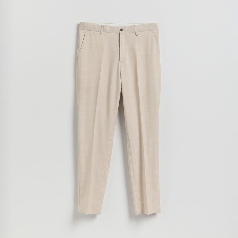 Reserved - Oblekové kalhoty slim fit - béžová