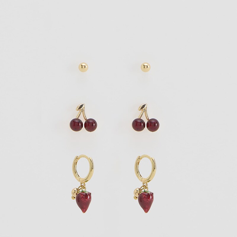 Reserved - Sada náušnic s přívěsky - zlatý