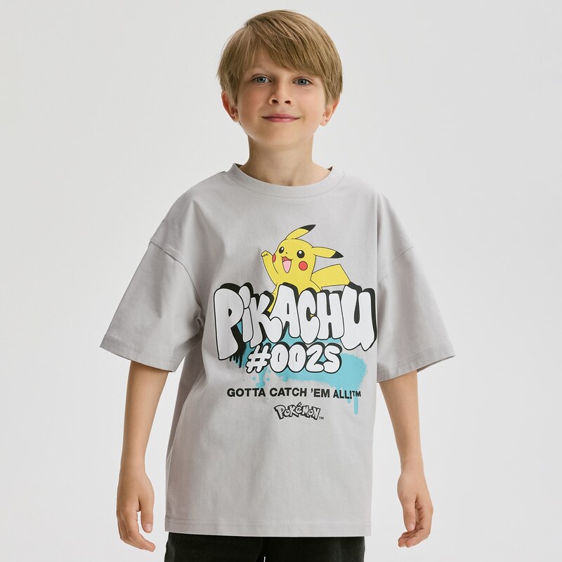 Reserved - Bavlněné tričko Pokemon - světle šedá