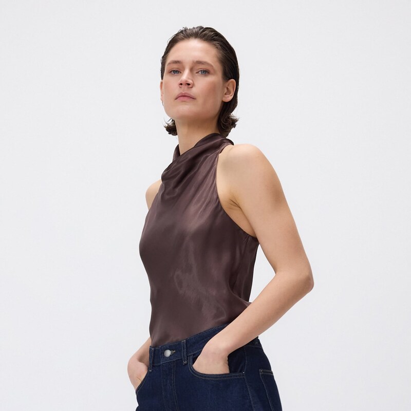 Reserved - Top halter - tmavě hnědá