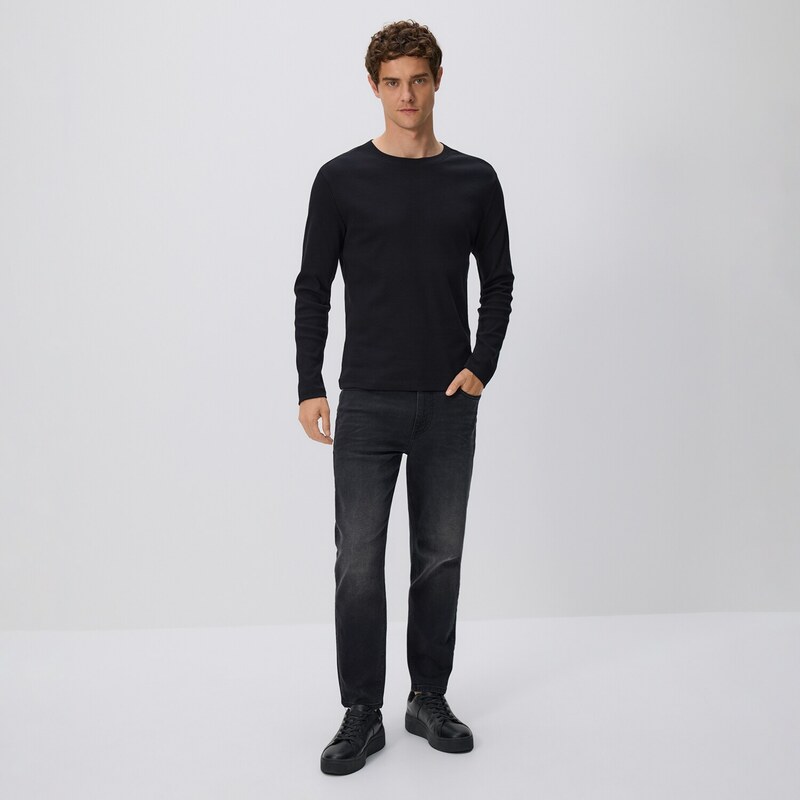 Reserved - Džíny carrot slim se sepraným efektem - černý