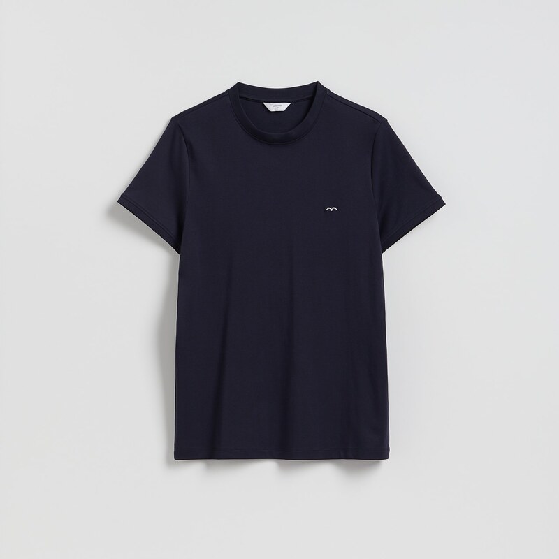 Reserved - Bavlněné tričko slim fit - tmavomodrá