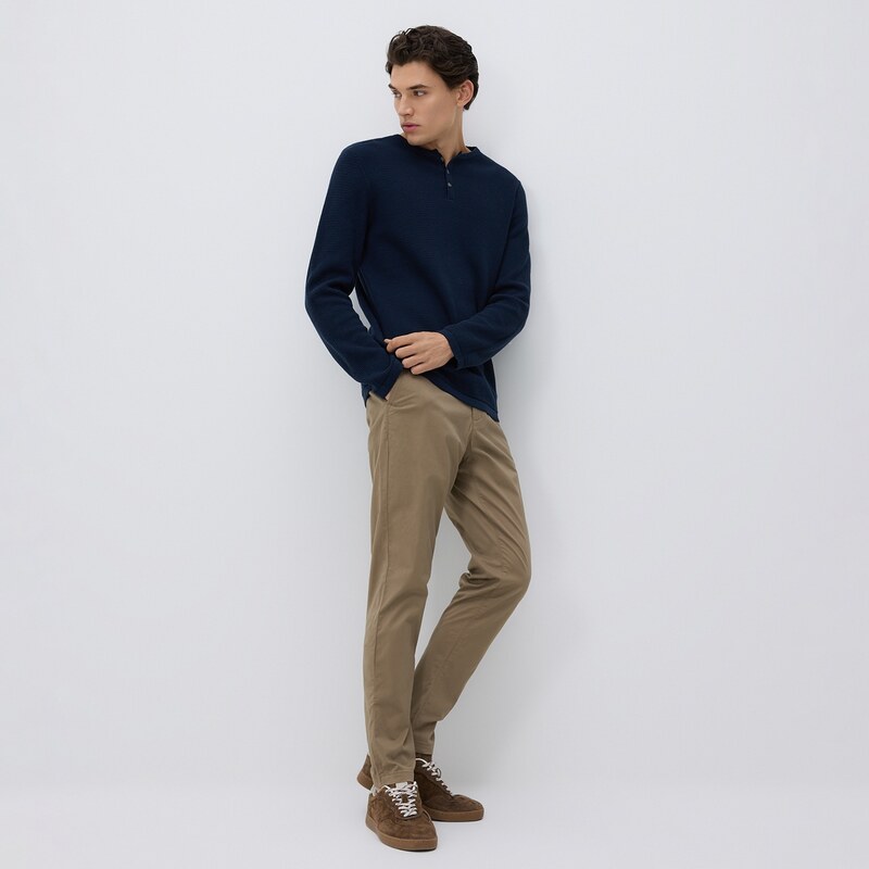 Reserved - Kalhoty chino slim fit - béžová