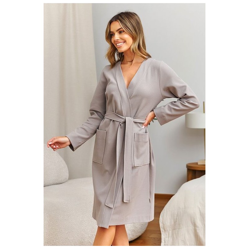 DN Nightwear Bavlněný župan Sand béžový 114843291