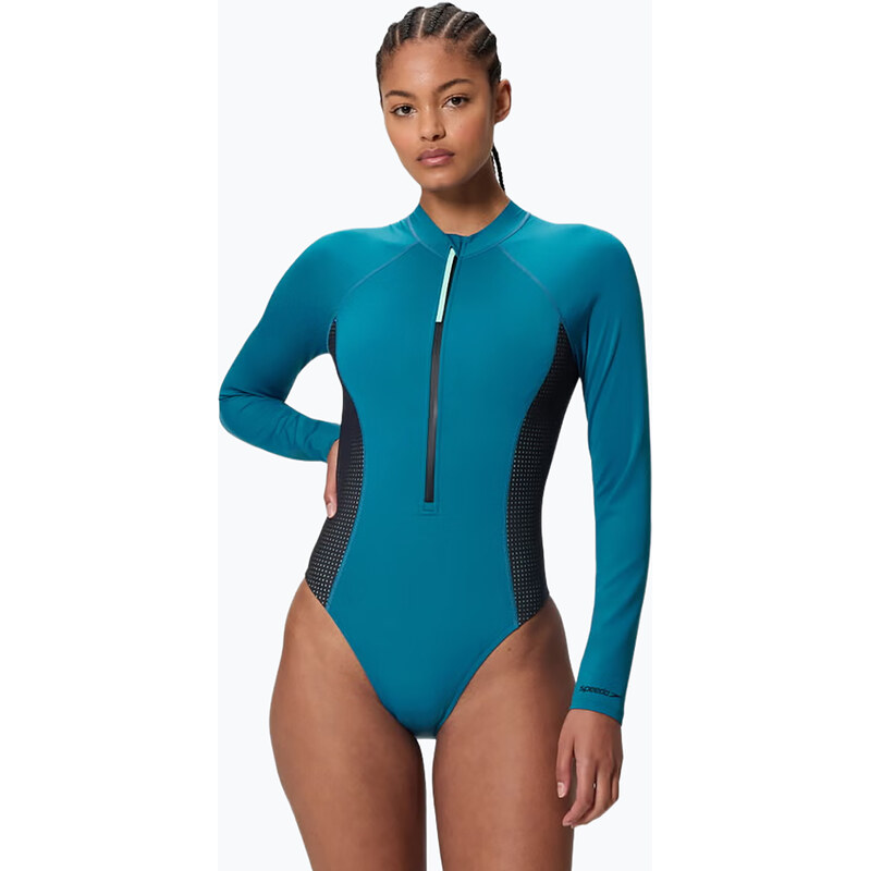 Dámské jednodílné plavky Speedo Scuba Flex Zip border blue/black