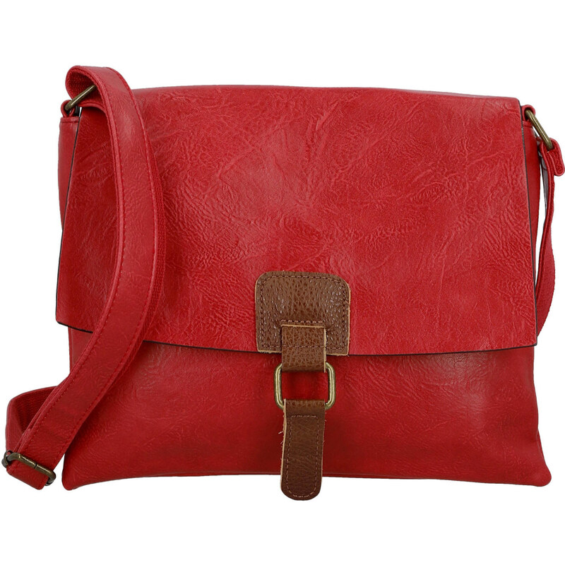 Paolo Bags Trendy dámská koženková crossbody kabelka Ada, červená 115372084