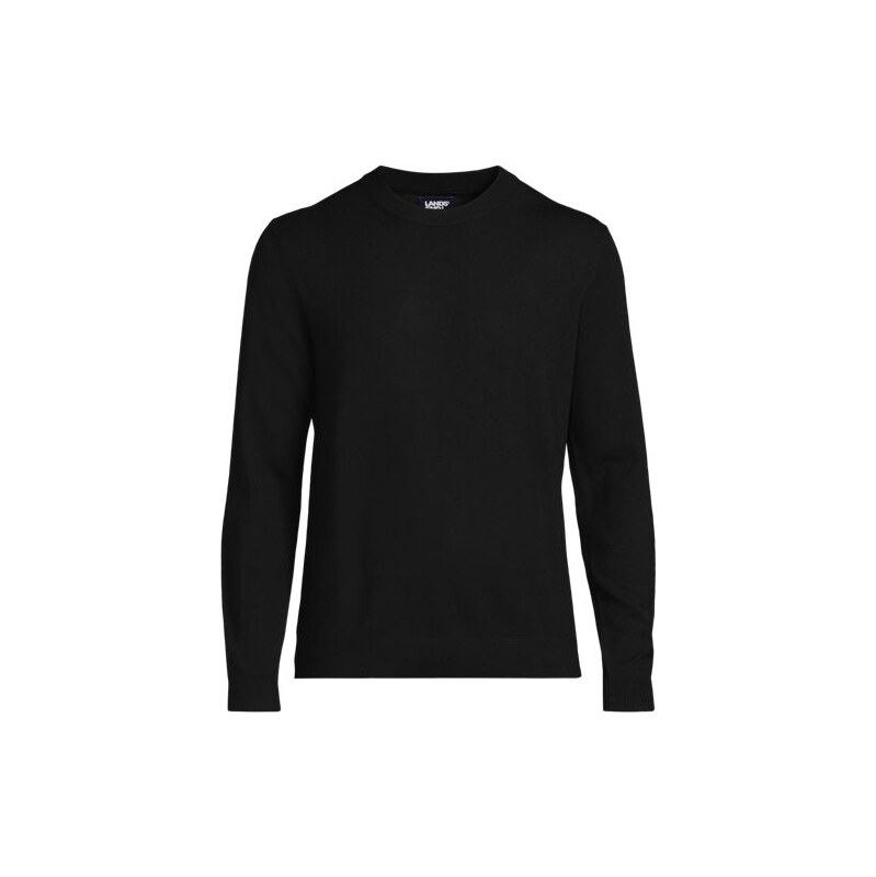 Merino Wool Crew Neck Sweater, Men, size: L, regular, Black,