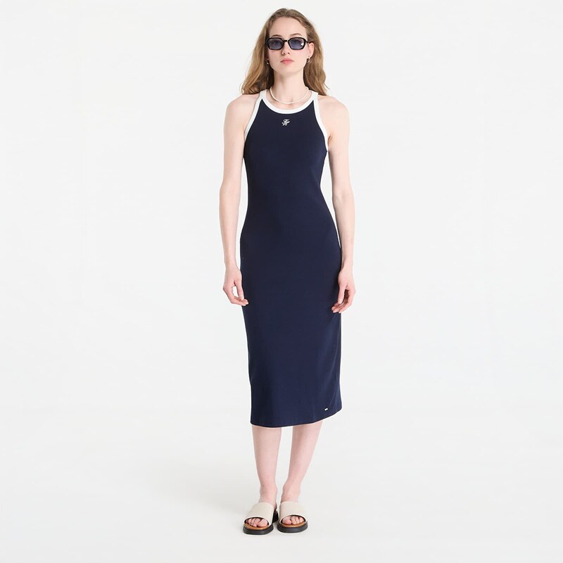 Šaty Tommy Hilfiger Contrast Bind Rib Tank Dress Navy XS