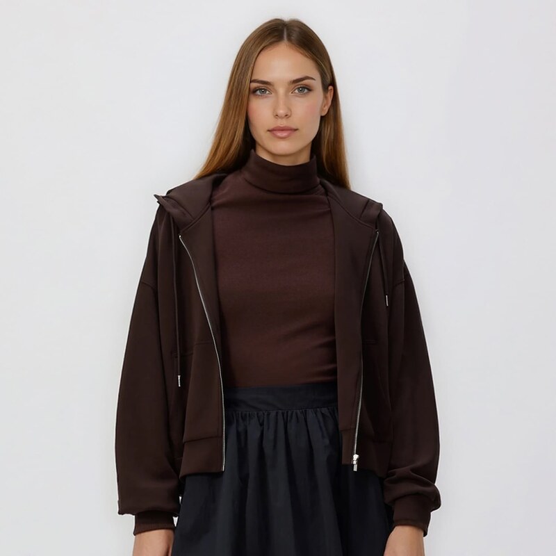 Reserved - Mikina oversized - tmavě hnědá