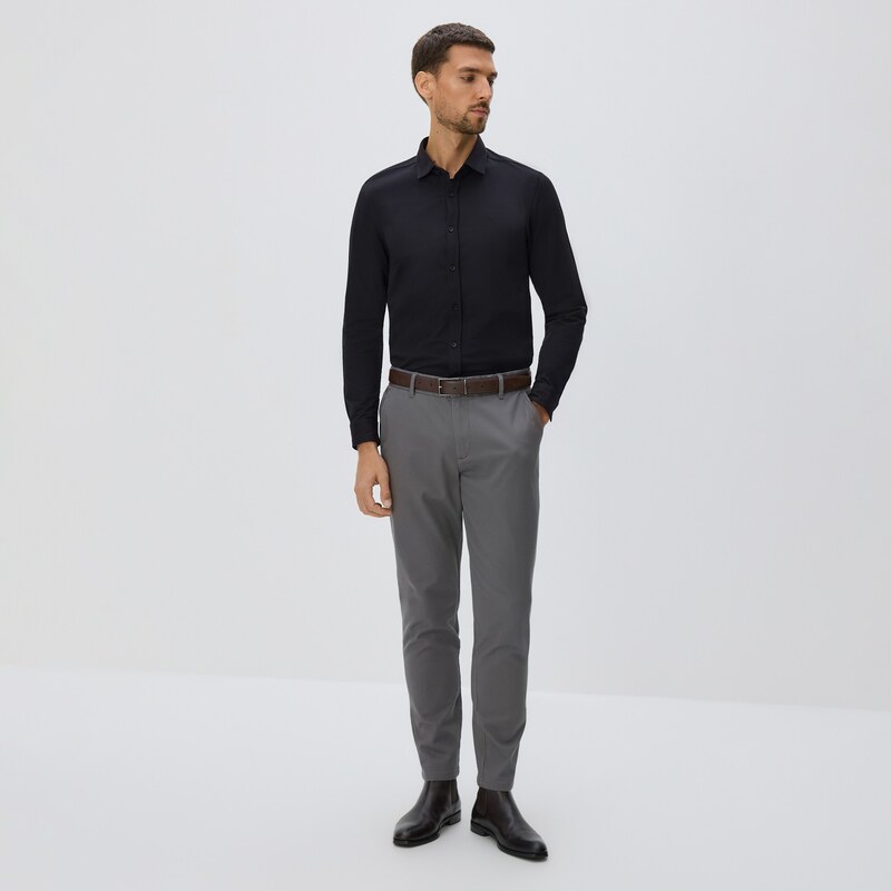 Reserved - Bavlněné kalhoty slim fit - tmavě šedá