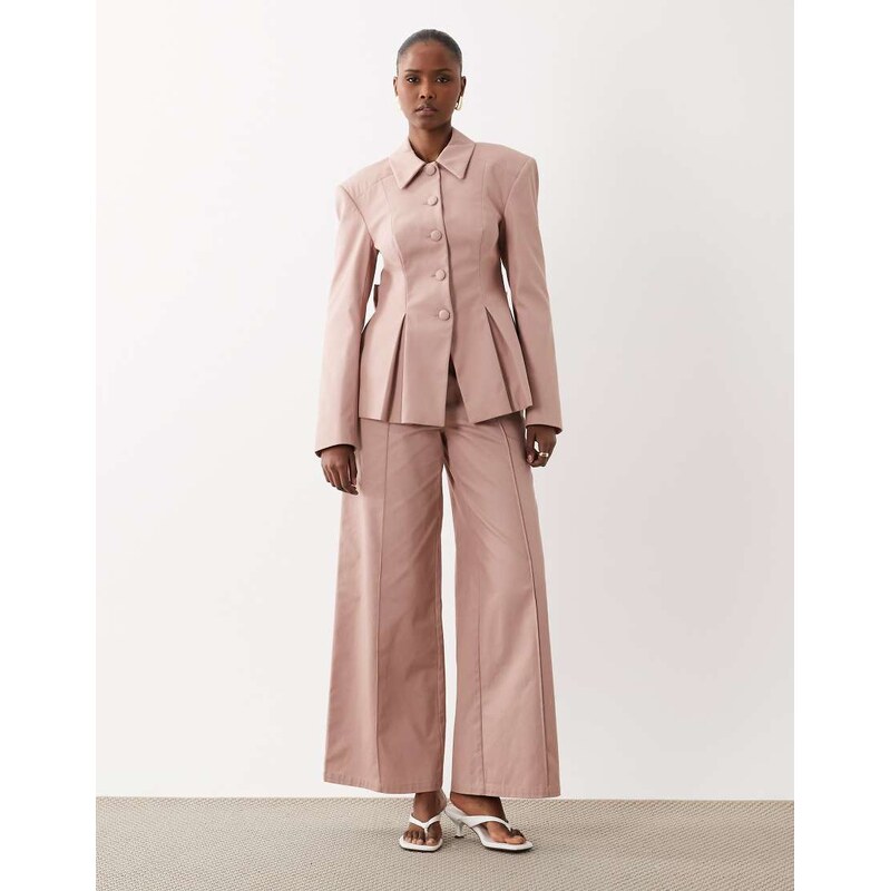 ASOS LUXE co-ord wide leg trousers in pink