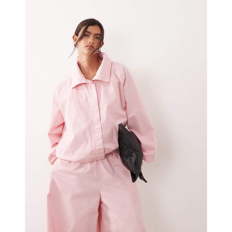 ARRANGE drawcord hem utility twill jacket co ord in pale pink 114849881