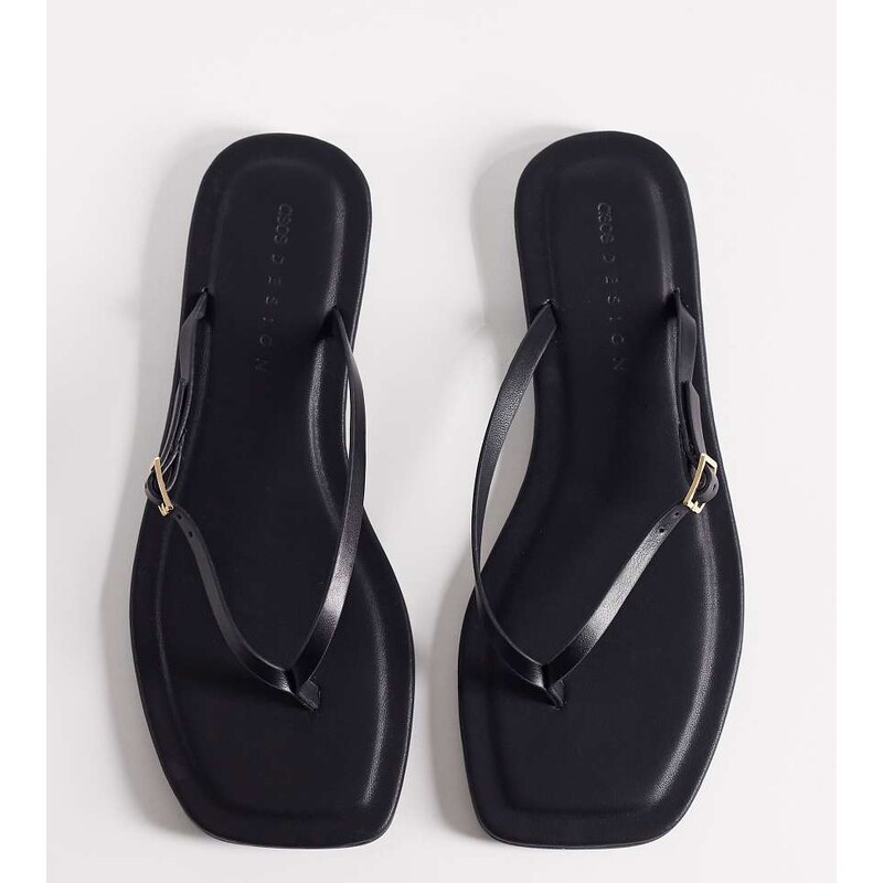 ASOS DESIGN Wide Fit Fitz toe thong sandals in black