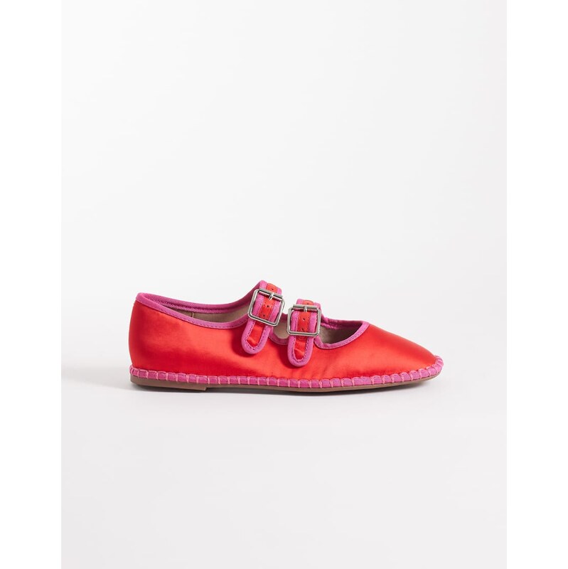 ASOS DESIGN Lumina mary jane ballets in red and pink