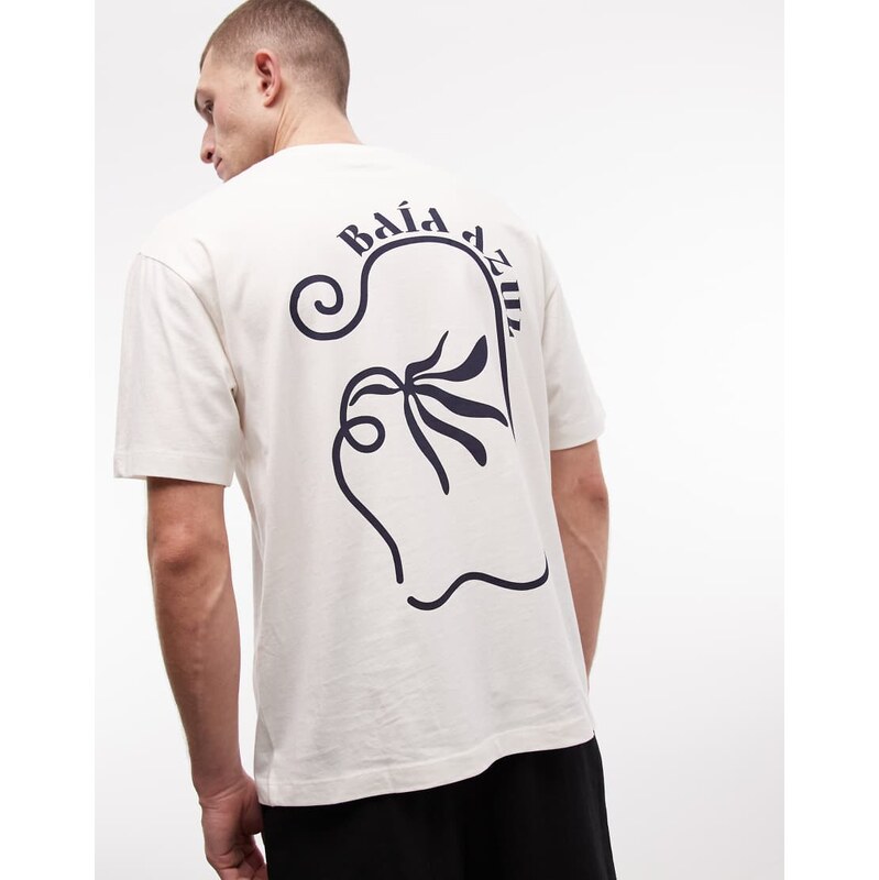 ASOS DESIGN relaxed t-shirt with floral graphic in off white