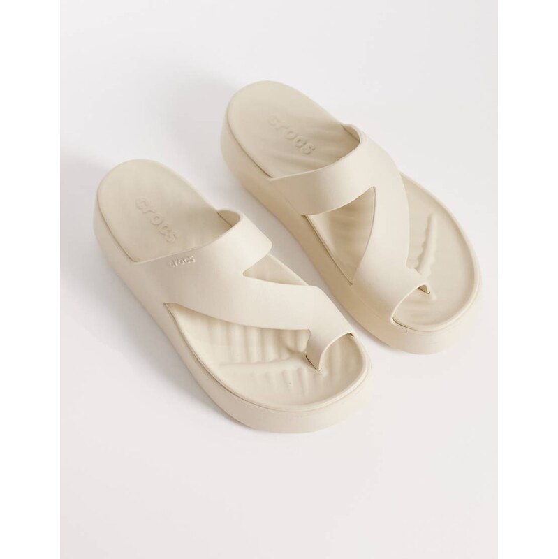 Crocs Getaway Platform Toe Loop sandals in sandstone-White 114853775