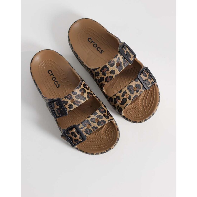 Crocs Saturday Sandals in leopard print-Brown