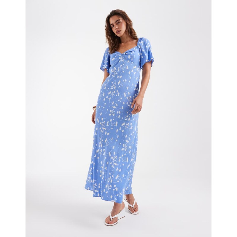 & Other Stories viscose puff sleeve midaxi dress with twist
