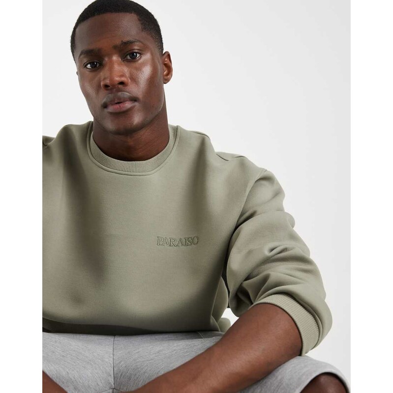 ASOS DESIGN oversized crew sweatshirt with print in scuba-style