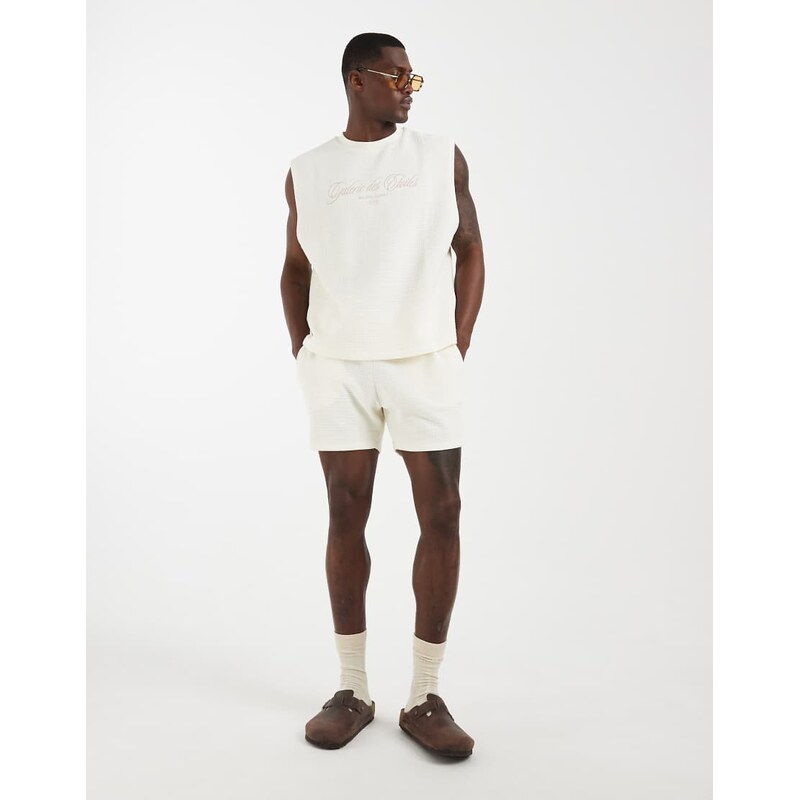 ASOS DESIGN slim crosshatch textured jersey short co-ord in