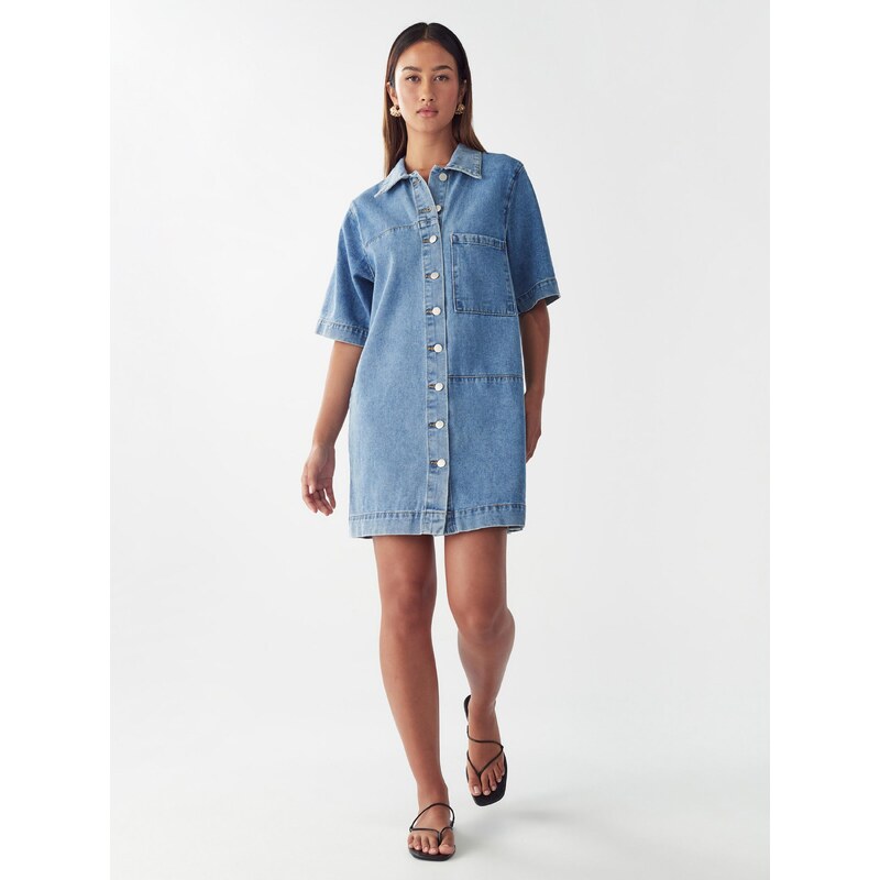 St MRLO Košilové šaty DENIM SHIRT DRESS modrá 105140886