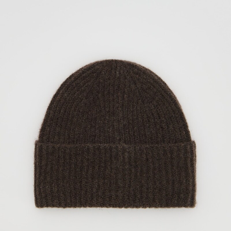 Reserved - Čepice beanie s příměsí vlny - hnědá 114627797