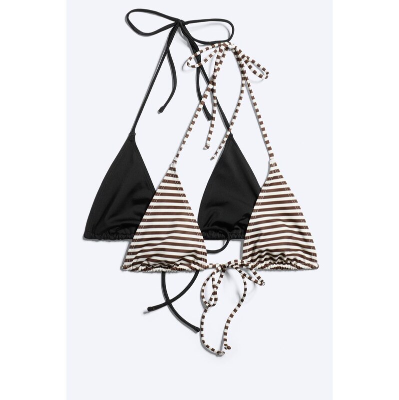 H&M - 2-pack Strappy Triangle Bikini Tops - černá 114851383