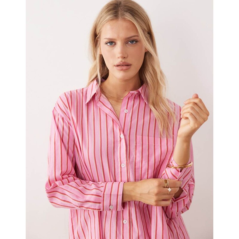 Iisla & Bird long sleeve stripe shirt in pink and red