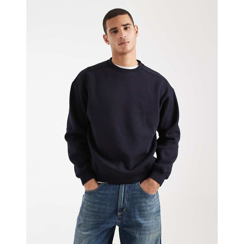 Cotton On box fit crew sweater in ink navy