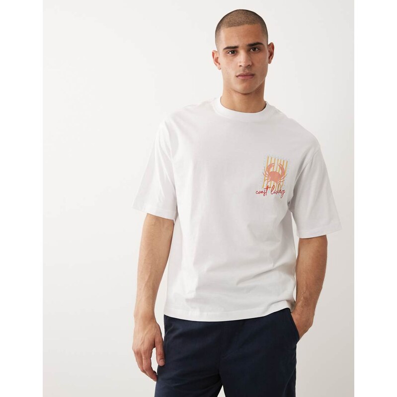Selected relaxed fit t-shirt with small crab stamp print in