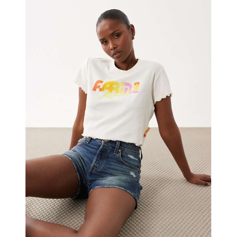 Ripcurl Rip Curl X Farm Rio baby tee in vanilla-White