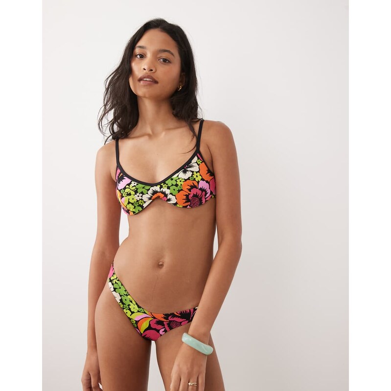 Ripcurl Rip Curl X Farm Rio floral print underwire bikini top in