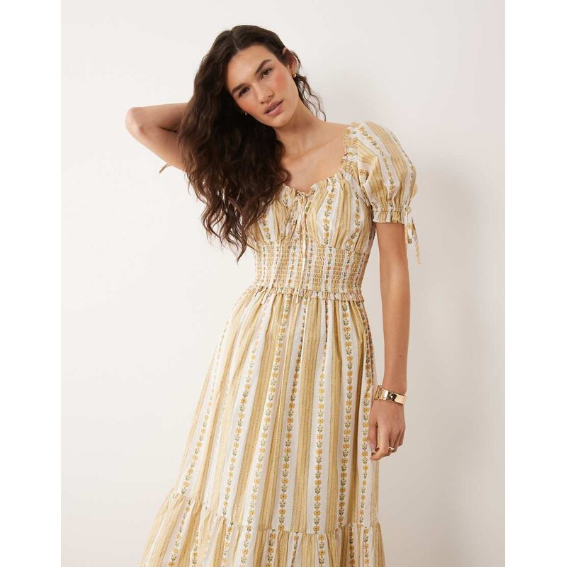 Miss Selfridge milkmaid corset detail maxi dress in vintage