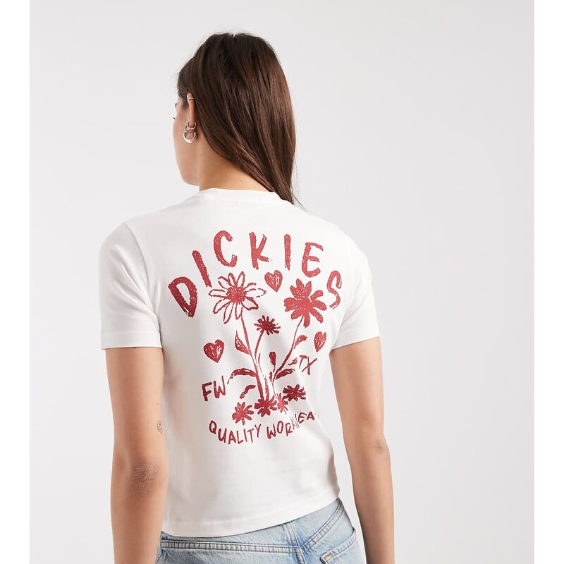 Dickies Cherry Fork backprint baby tee in white - exclusive to ASOS 114853653