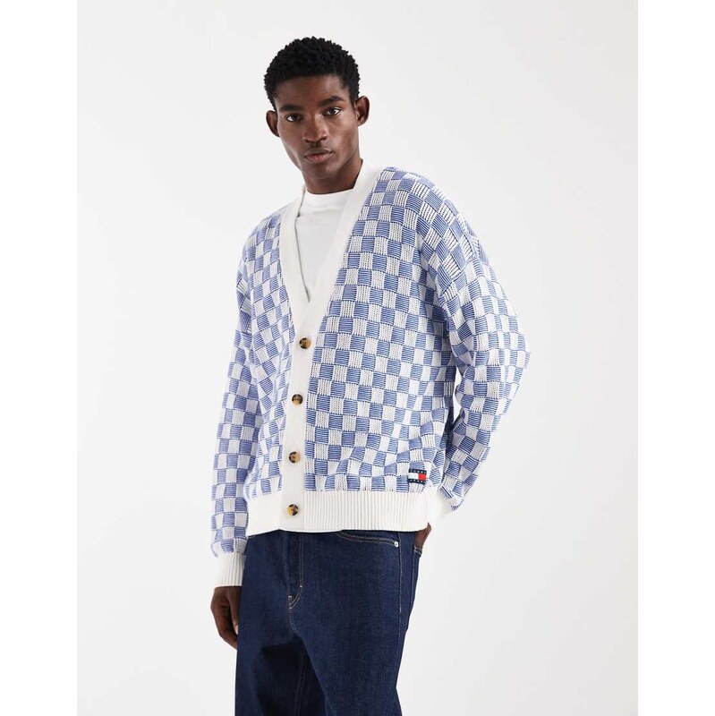 Tommy Jeans relaxed fit textured cardigan in blue