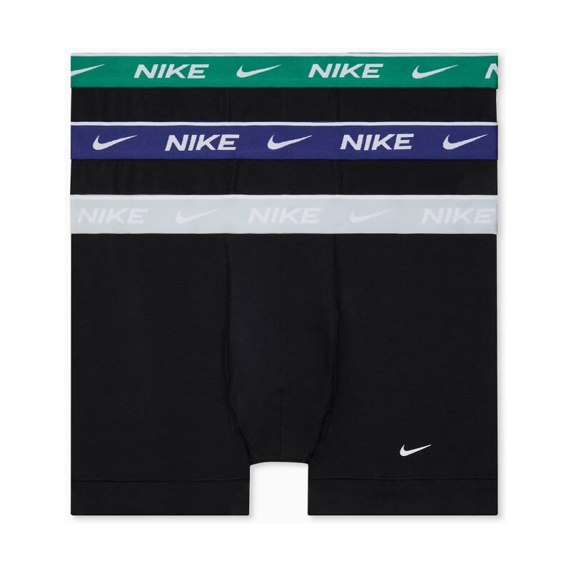 Nike Essential Cotton 3 pack trunks in black with grey/purple
