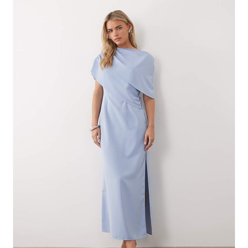 ASOS Petite ASOS DESIGN Petite fallen shoulder midi dress in light 114853706