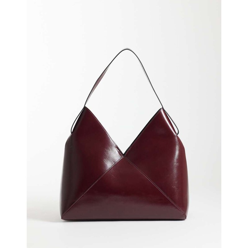 ASOS DESIGN tote bag with panel detail bag in burgundy-Red