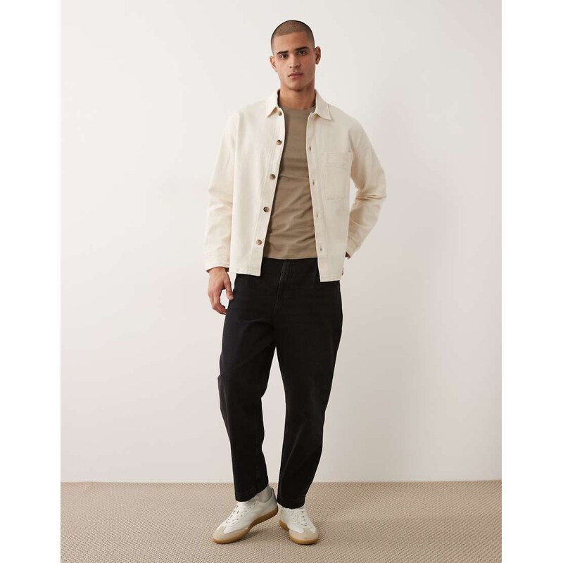 Selected overshirt jacket in ecru-White