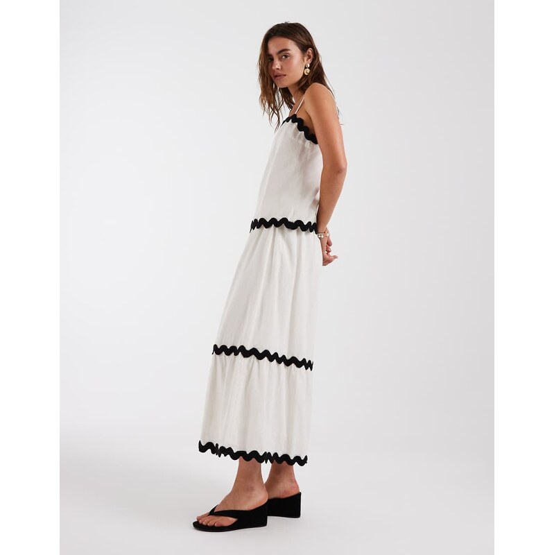 Vero Moda full tiered maxi skirt co-ord with contrast scallop