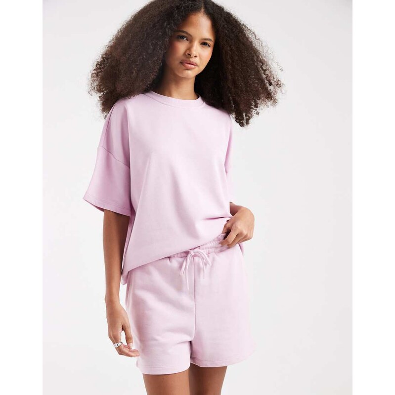 Pieces high waist sweat shorts co-ord in light pink