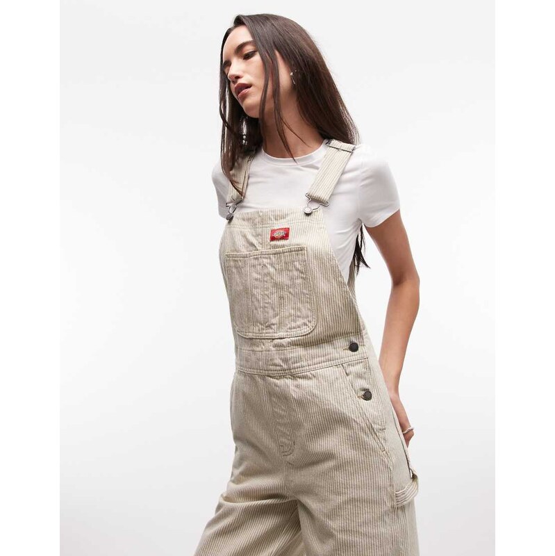 Dickies hickory striped dungarees in green