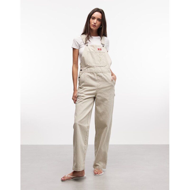 Dickies hickory striped dungarees in green