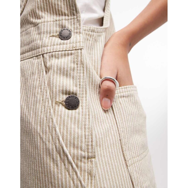Dickies hickory striped dungarees in green